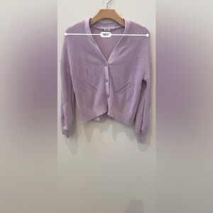Lilac Button-Up Women's Cardigan